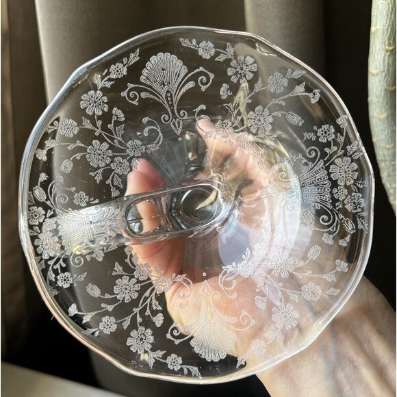 Duncan Miller First Love 8" Etched Cornucopia Vase Vintage Elegant Glass - Picture 8 of 12